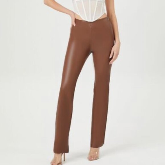 Forever 21 Pleather pants size Large brown - Picture 1 of 8